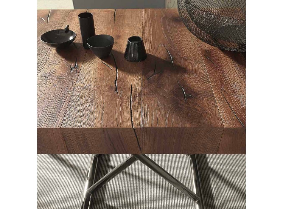 Moderne salontafel van hout en transformeerbaar metaal Made in Italy - Spirit Viadurini