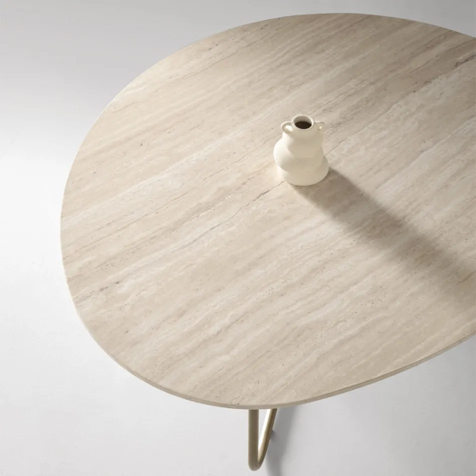 Relia - Moderne salontafel van MDF en gelakt metaal in diverse afwerkingen Viadurini