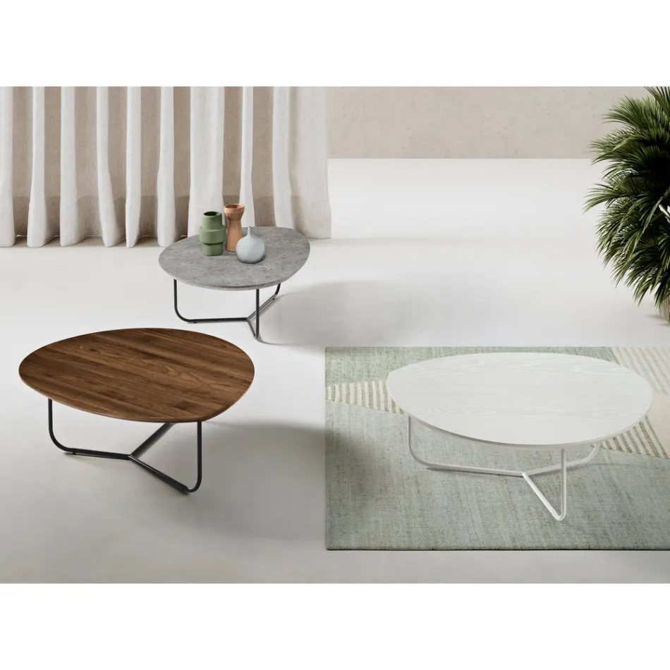 Relia - Moderne salontafel van MDF en gelakt metaal in diverse afwerkingen Viadurini