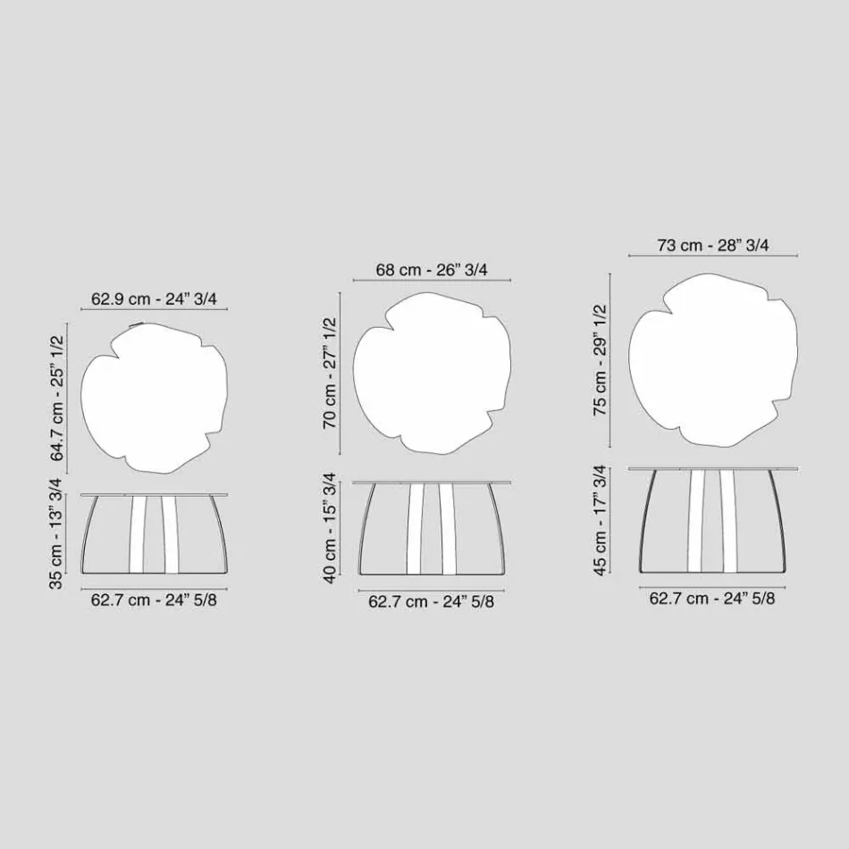 Moderne metalen tafel laser gesneden bloemvorm Andy Viadurini