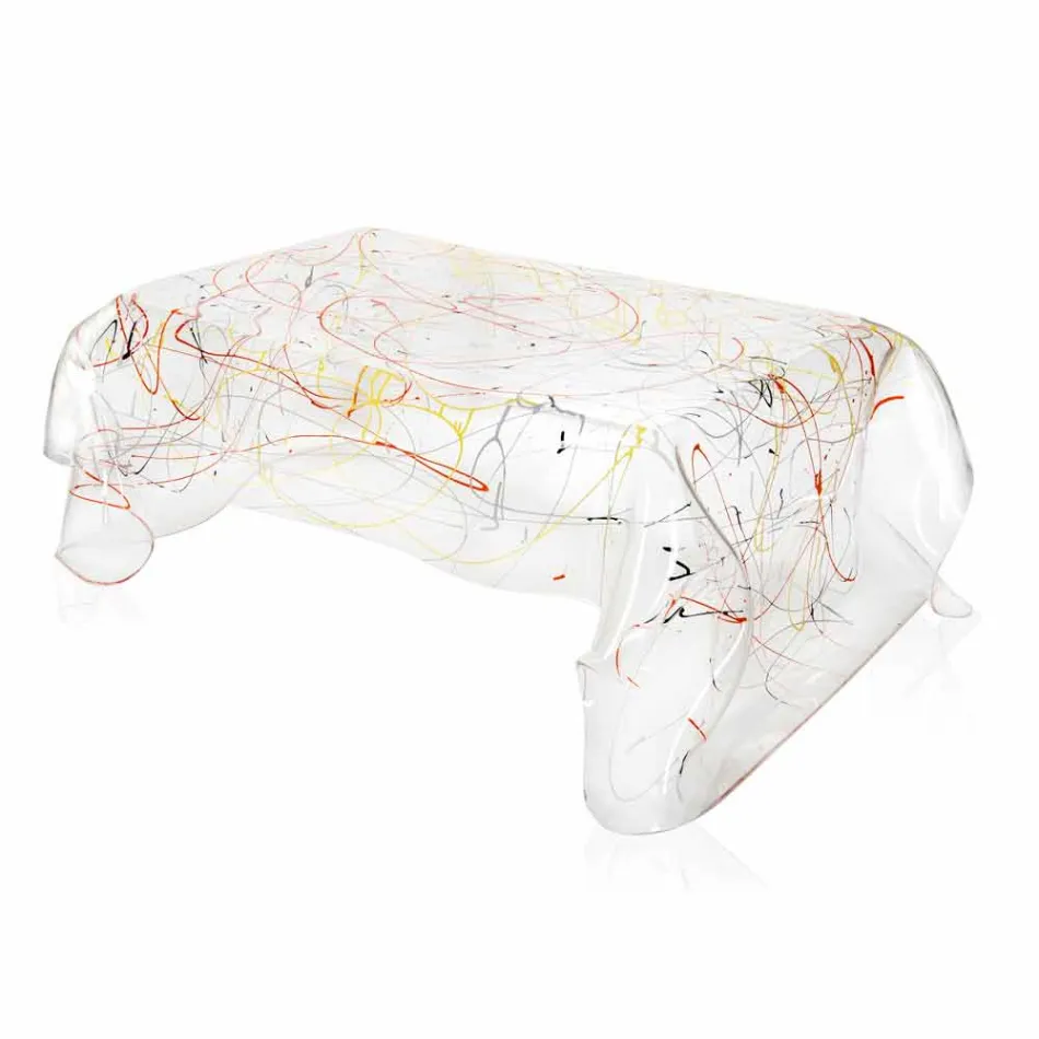 Moderne tafel gemaakt van veelkleurige plexiglas gemaakt in Italië, Azië Viadurini