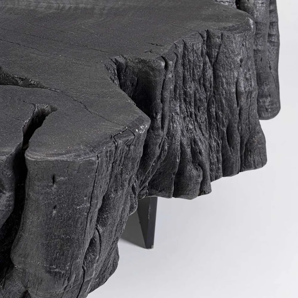 Homemotion Zwarte salontafel in staal en natuurlijk acaciahout - Camala Viadurini