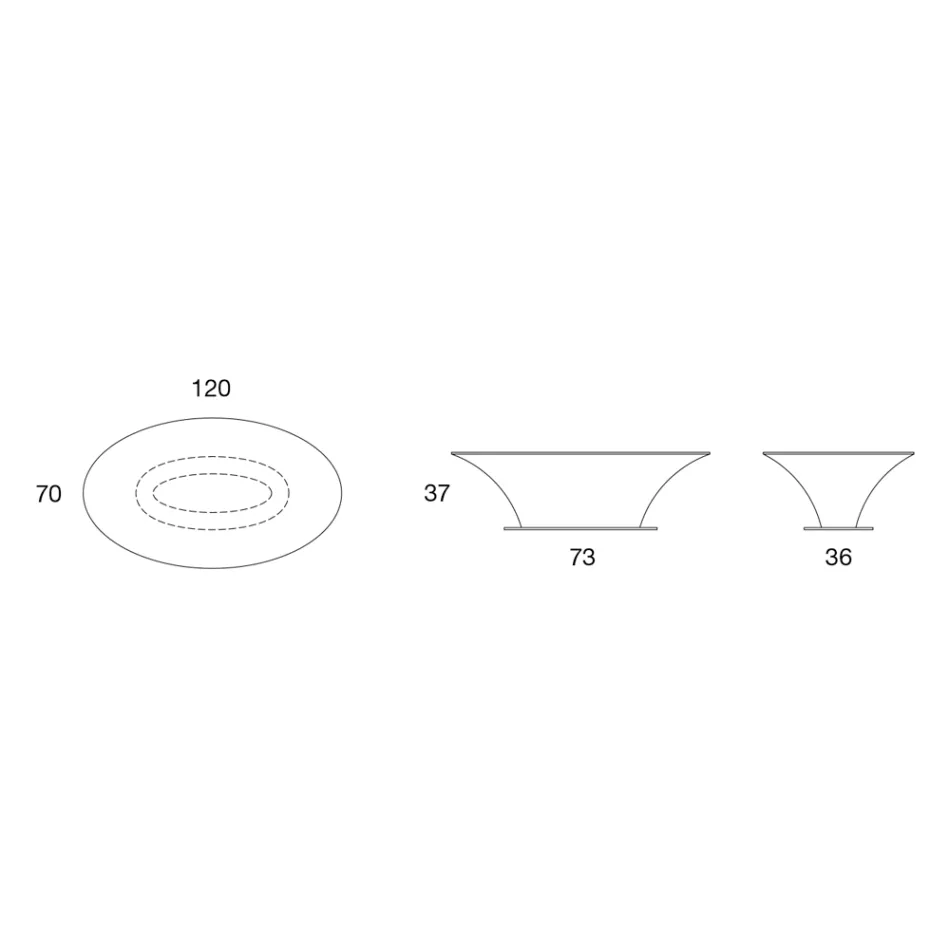 Boot Design Ovale Salontafel Metaal en Geëtst Glas - Inscheping Viadurini