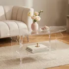 Ilaria - Transparante ovale salontafel van plexiglas, gemaakt in Italië Viadurini