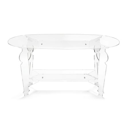 Ilaria - Transparante ovale salontafel van plexiglas, gemaakt in Italië Viadurini