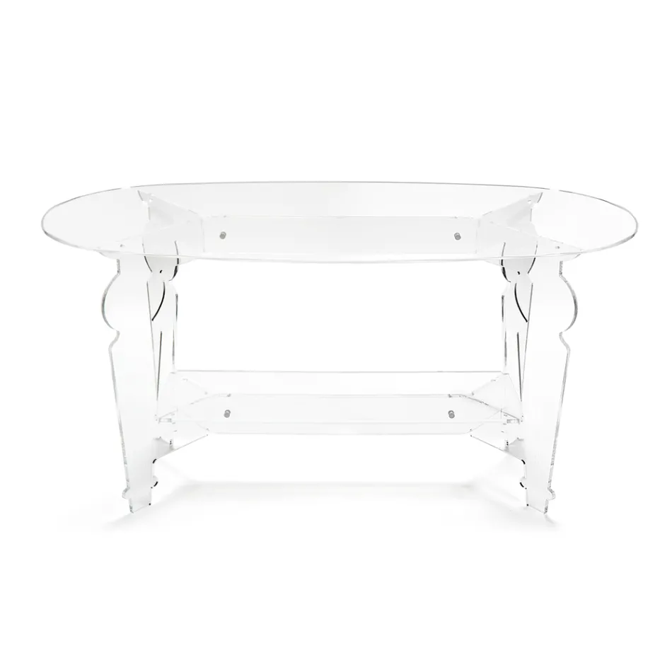 Ilaria - Transparante ovale salontafel van plexiglas, gemaakt in Italië Viadurini