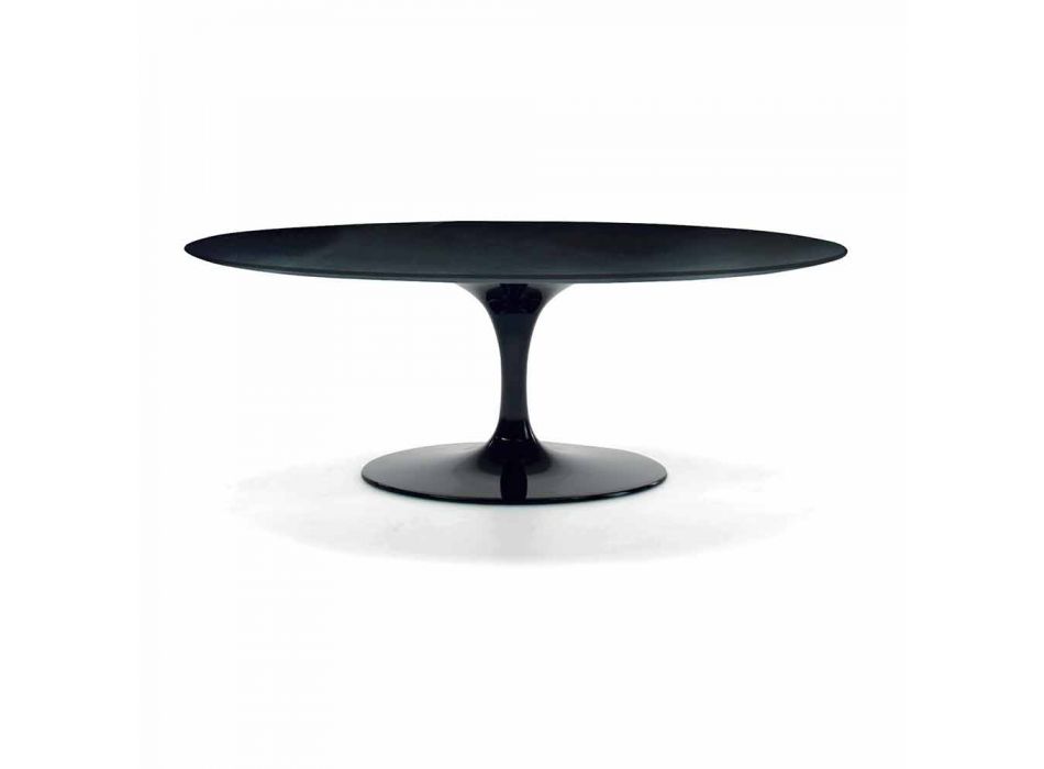 Ovale salontafel van laminaat en aluminium, gemaakt in Italië - Dollars Viadurini