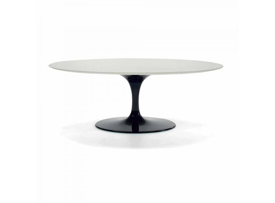 Ovale salontafel van laminaat en aluminium, gemaakt in Italië - Dollars Viadurini