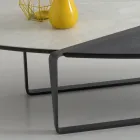 Ovale salontafel van metaal in de woonkamer en tweekleurig keramisch blad - Comacchio Viadurini