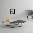 Ovale salontafel van metaal in de woonkamer en tweekleurig keramisch blad - Comacchio Viadurini