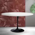 Saarinen Tulip ovale salontafel H 41 cm in mat wit Florim keramiek - Scarlet