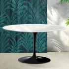 Saarinen Tulip ovale salontafel H 41 cm in glanzend wit Florim keramiek - Scarlet Viadurini