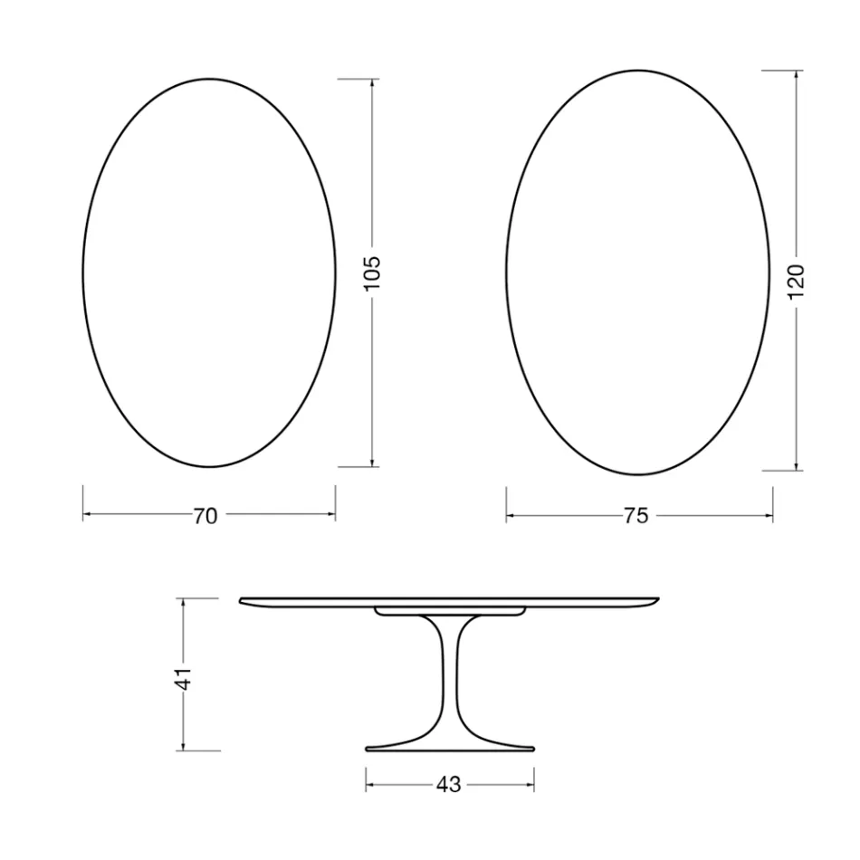 Saarinen Tulip ovale salontafel H 41 cm in glanzend wit Florim keramiek - Scarlet Viadurini