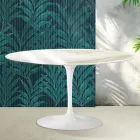 Saarinen Tulip ovale salontafel H 41 cm in glanzend Calacatta Gold Florim keramiek - Scharlakenrood Viadurini