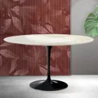 Saarinen Tulip ovale salontafel H 41 cm in Florim Calacatta Gold mat keramiek - Scharlakenrood Viadurini