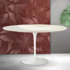 Saarinen Tulip ovale salontafel H 41 cm in Florim Calacatta Gold mat keramiek - Scharlakenrood Viadurini