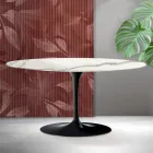 Saarinen Tulip ovale salontafel H 41 cm in Florim Statuario mat keramiek - Scharlakenrood Viadurini