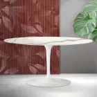 Saarinen Tulip ovale salontafel H 41 cm in Florim Statuario mat keramiek - Scharlakenrood Viadurini