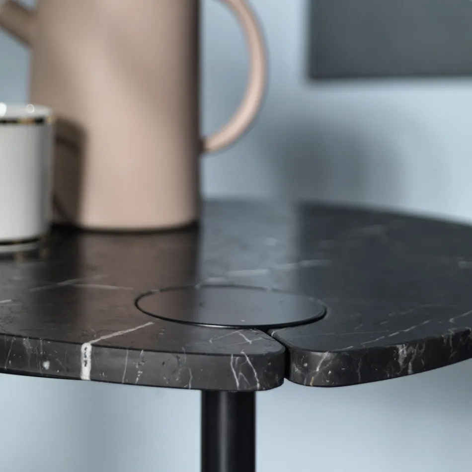 Salontafel voor woonkamer in metaal en Marquinia-marmer, luxe design - Yassine Viadurini