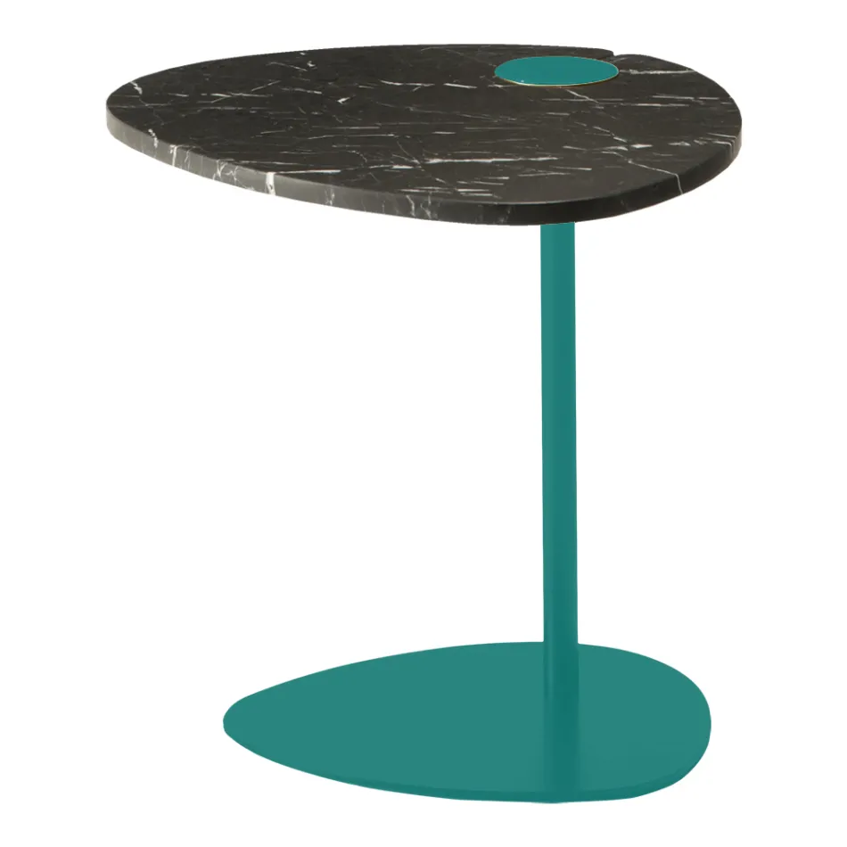 Salontafel voor woonkamer in metaal en Marquinia-marmer, luxe design - Yassine Viadurini