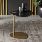Salontafel voor woonkamer in metaal en Marquinia-marmer, luxe design - Yassine Viadurini