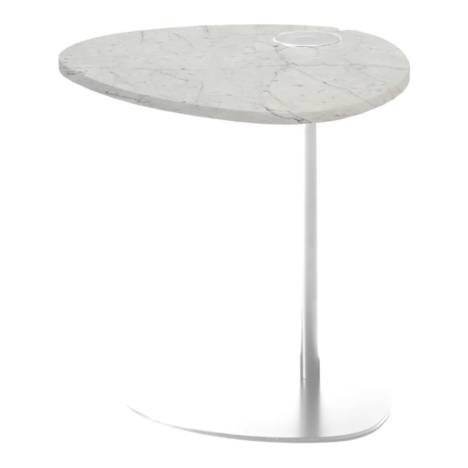 Salontafel voor woonkamer in metaal en Marquinia-marmer, luxe design - Yassine Viadurini