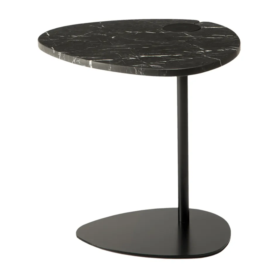 Salontafel voor woonkamer in metaal en Marquinia-marmer, luxe design - Yassine Viadurini