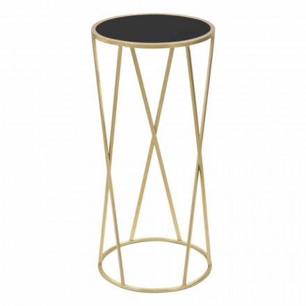 Rond design telefoonstandaard in ijzer en glas - Faith Viadurini