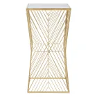 Telefoontafel in goudkleurig ijzer en blad van spiegelglas - Olivia Viadurini