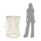 Telefoontafel in goudkleurig ijzer en blad van spiegelglas - Olivia Viadurini