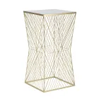 Telefoontafel in goudkleurig ijzer en blad van spiegelglas - Olivia Viadurini