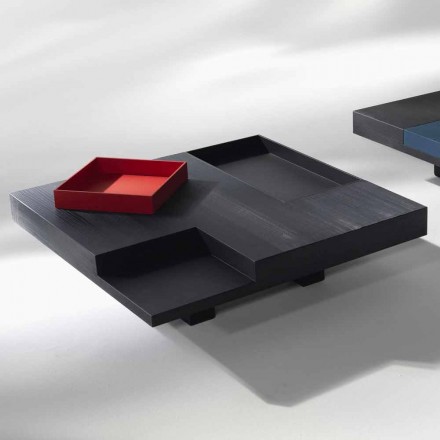 Vierkante tafel Iris modern design, ingebouwd verwijderbare trays Viadurini