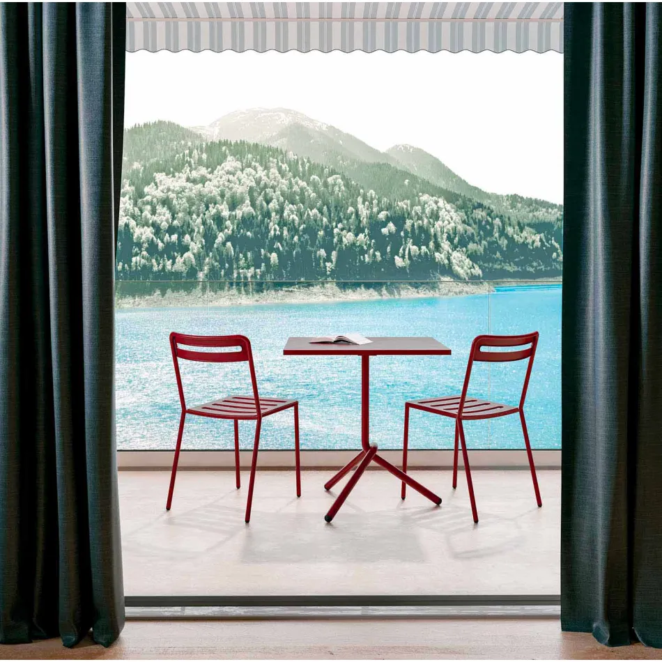 Vierkante tafel van metaal en plaatstaal, gemaakt in Italië - Barnabas Viadurini