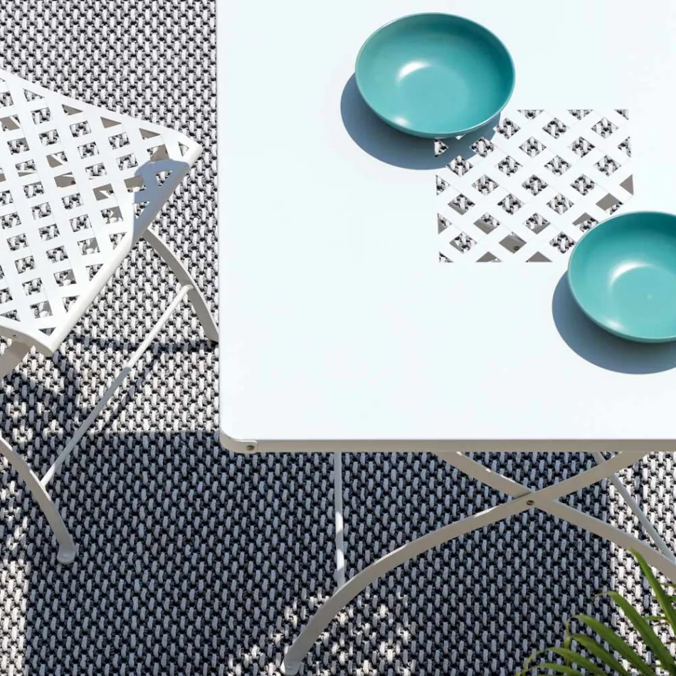 Vierkante opklapbare buitentafel in gegalvaniseerd staal Made in Italy - Selvaggia Viadurini