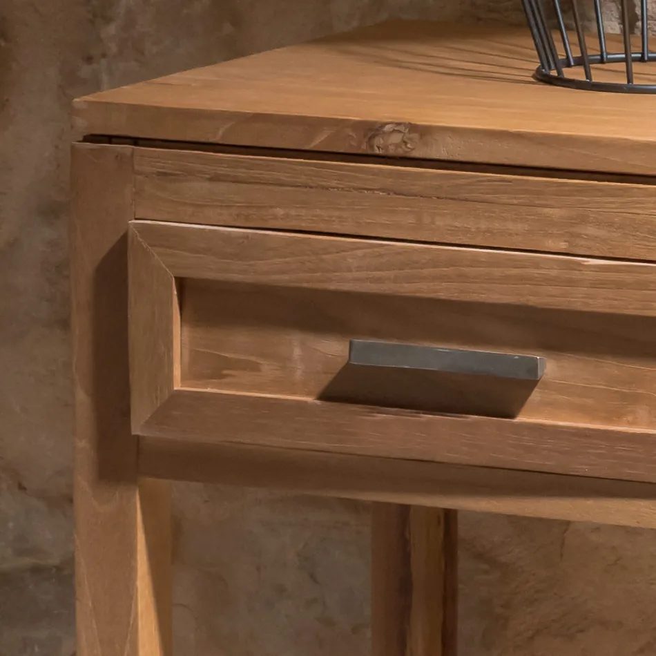 Salontafel van massief teakhout met 1 lade - Acryl Viadurini