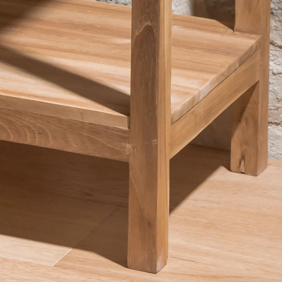 Salontafel van massief teakhout met 1 lade - Acryl Viadurini