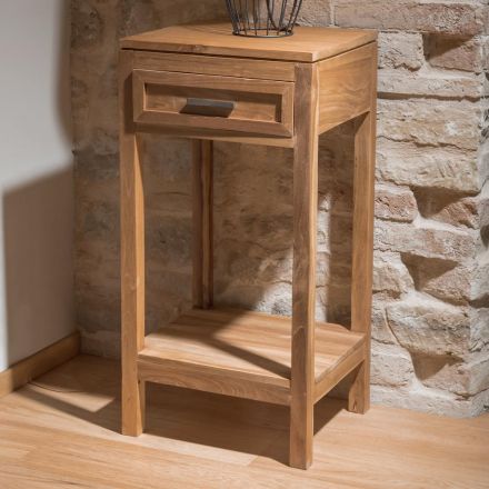 Salontafel van massief teakhout met 1 lade - Acryl Viadurini