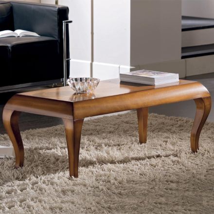 Rechthoekige salontafel in de woonkamer van gepatineerd kersenhout, gemaakt in Italië - Ares Viadurini