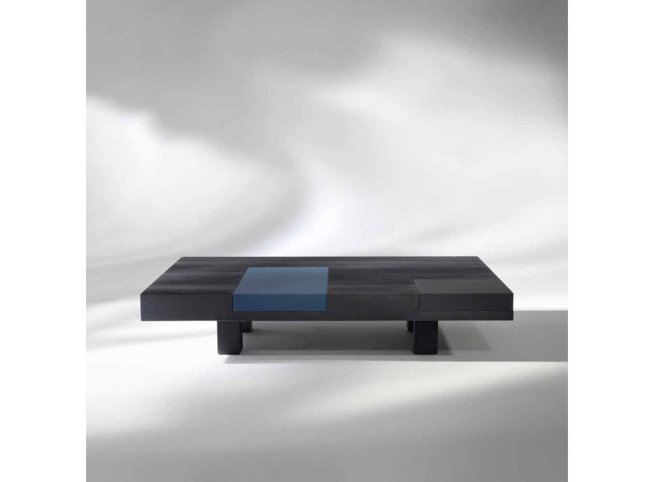 Moderne rechthoekige tafel met ingebouwde verwijderbare trays Iris Viadurini