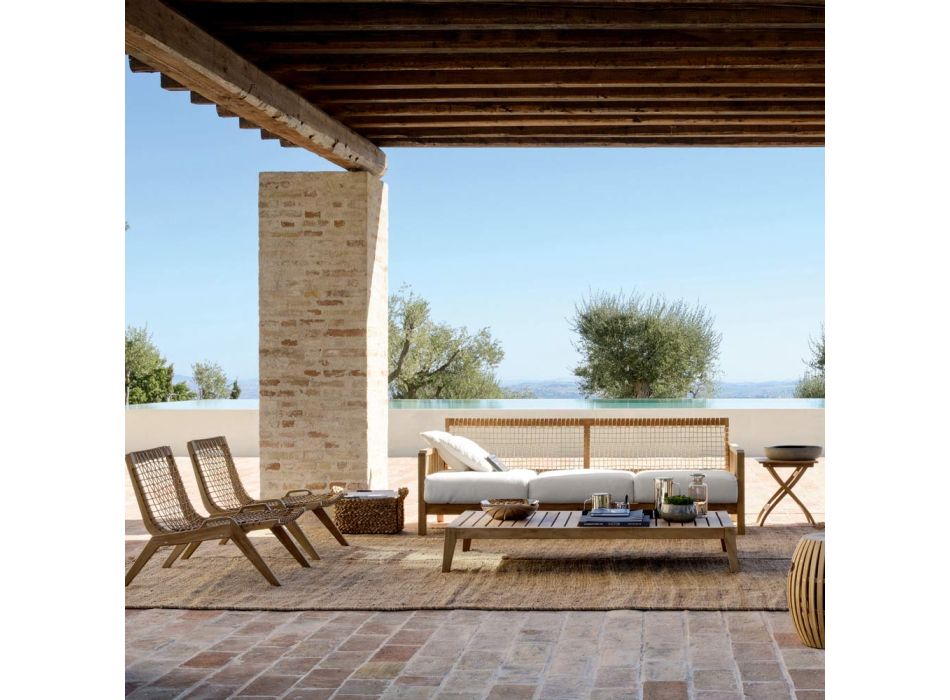 Rechthoekige salontafel voor buiten in teakhout Made in Italy - Oracle Viadurini