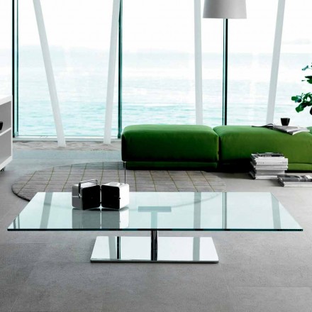 Rechthoekige salontafel voor de woonkamer in extra helder of gerookt glas - Giovannino Viadurini