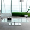 Rechthoekige salontafel voor de woonkamer in extra helder of gerookt glas - Giovannino