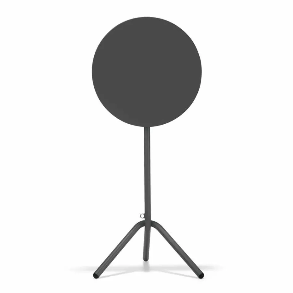 Ronde hoge buitentafel in metaal en blad gemaakt in Italië - Baldric Viadurini