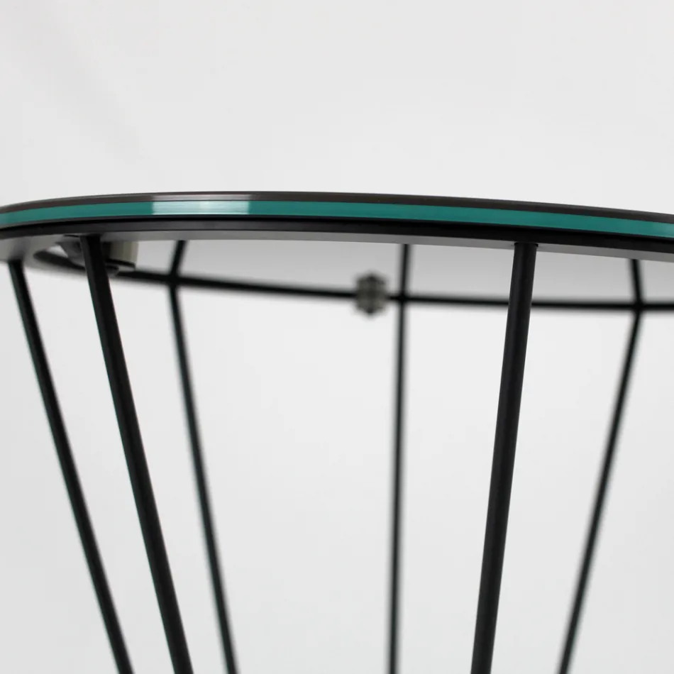 Ronde salontafel met stalen onderstel en steengoed blad Made in Italy - Alisea Viadurini