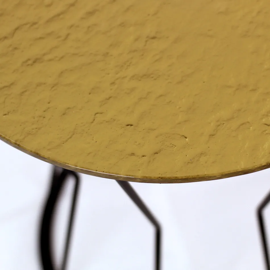 Ronde salontafel met stalen onderstel en glazen blad Made in Italy - Alisea Viadurini