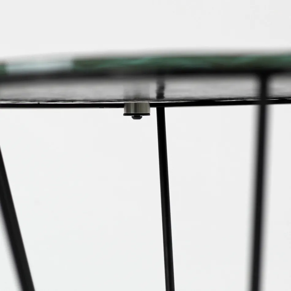 Ronde salontafel met stalen onderstel en glazen blad Made in Italy - Alisea Viadurini