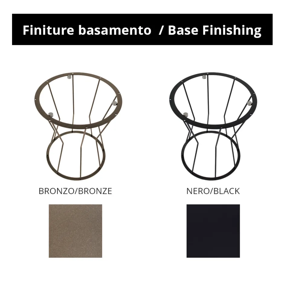 Ronde salontafel met stalen onderstel en glazen blad Made in Italy - Alisea Viadurini