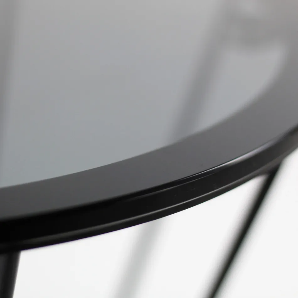 Ronde salontafel met stalen onderstel en glazen blad Made in Italy - Alisea Viadurini