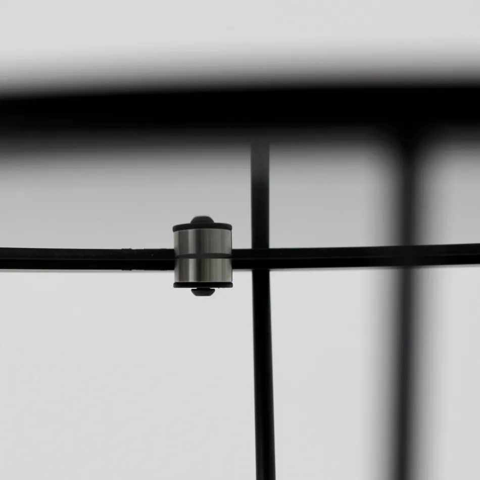 Ronde salontafel met stalen onderstel en glazen blad Made in Italy - Alisea Viadurini