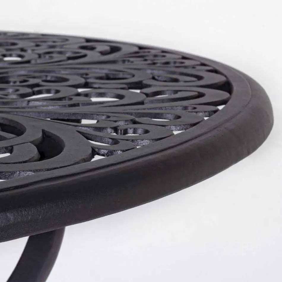 Ronde salontafel voor buiten in mat antraciet aluminium - Sayra Viadurini